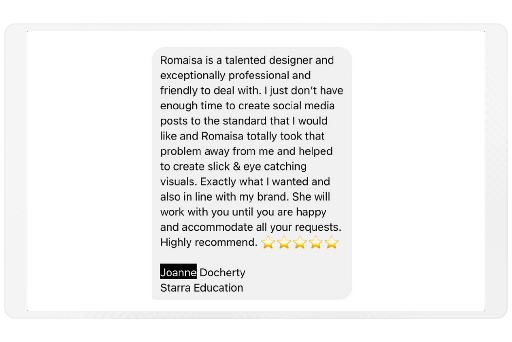 Appreciation from Starra Education